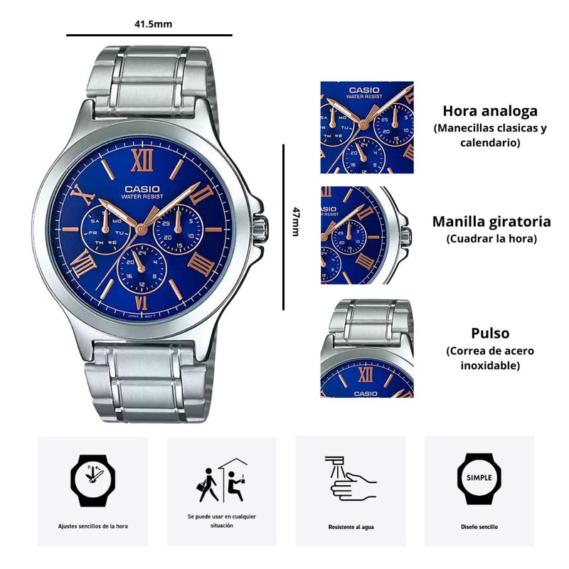 Reloj Casio MTP-V300D-2A Diseño Sencillo
