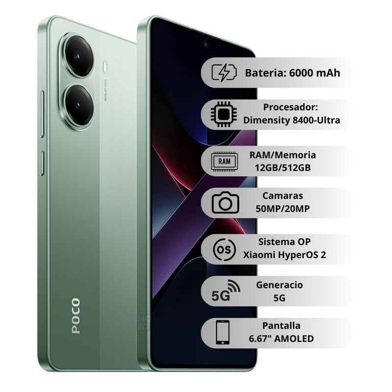 Celular Xiaomi POCO X7 Pro 5G 512GB/12GB - Verde