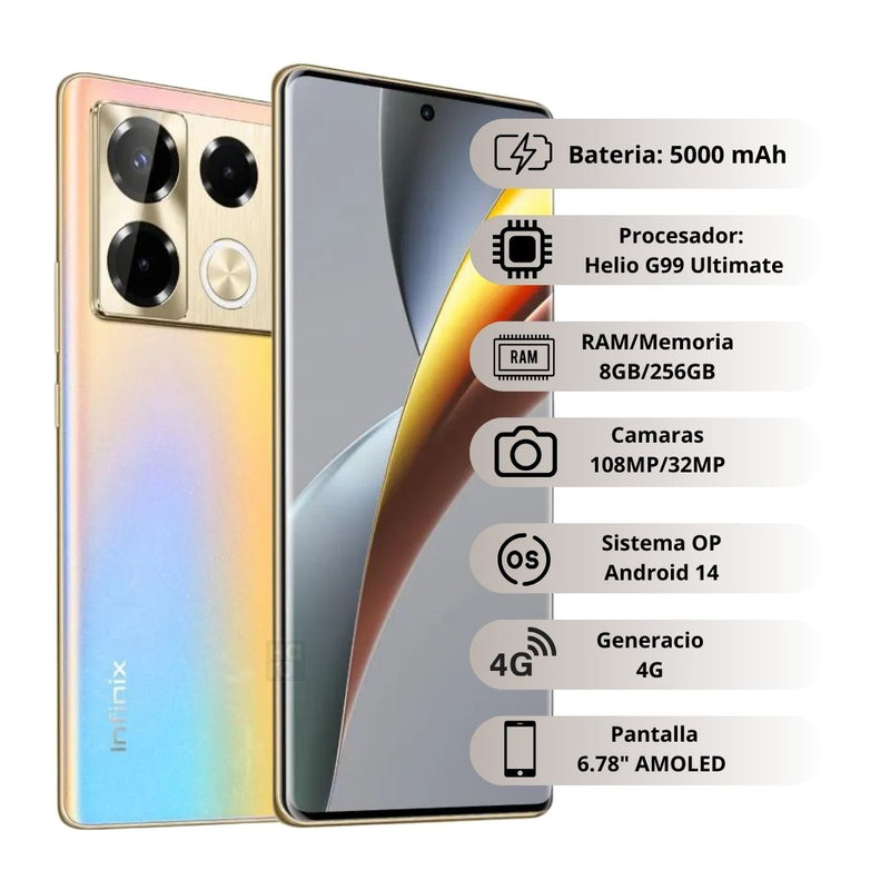Celular INFINIX Note 40 Pro 256GB/8GB RAM - Dorado