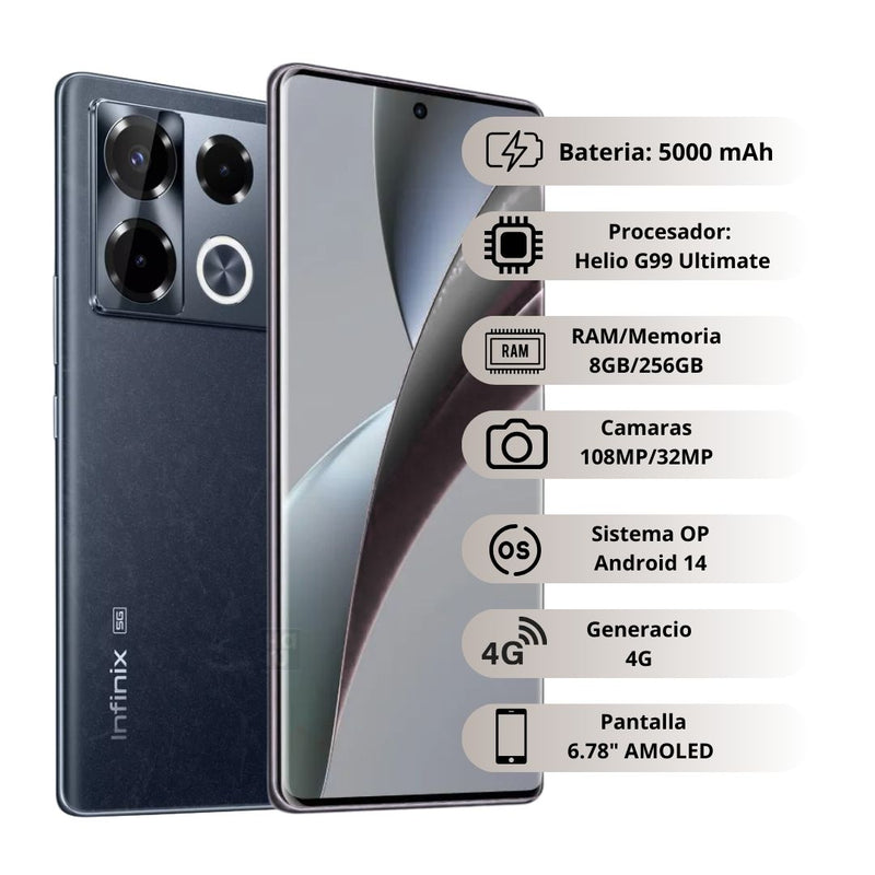 Celular INFINIX Note 40 Pro 256GB/8GB RAM - Negro