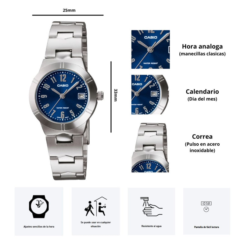Reloj Casio Modelo LTP-1241D-2A2 Diseño Elegante