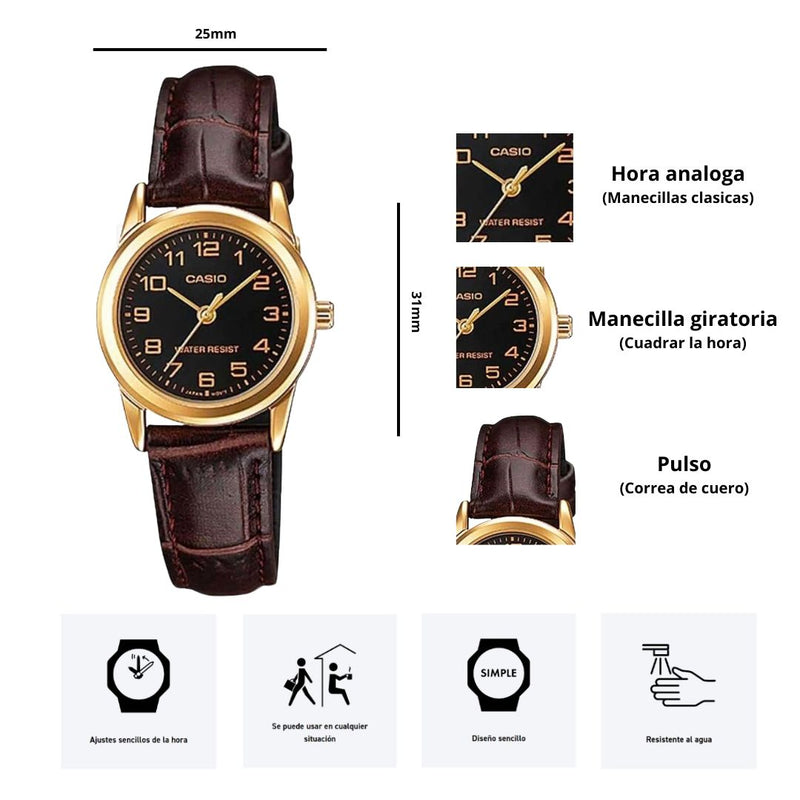 Reloj Casio Modelo LTP-V001GL-1B Diseño Casual