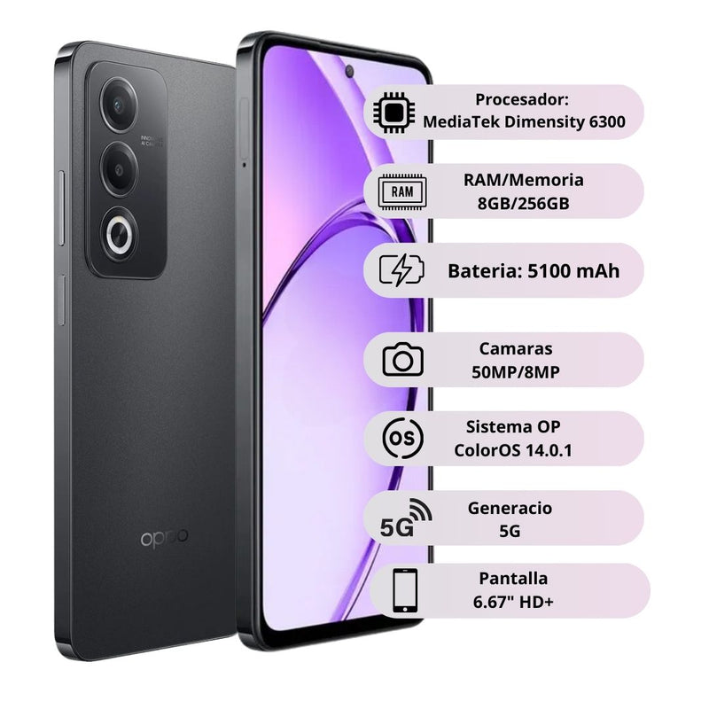 Celular Oppo A80 5G 256GB/8GB RAM - Negro