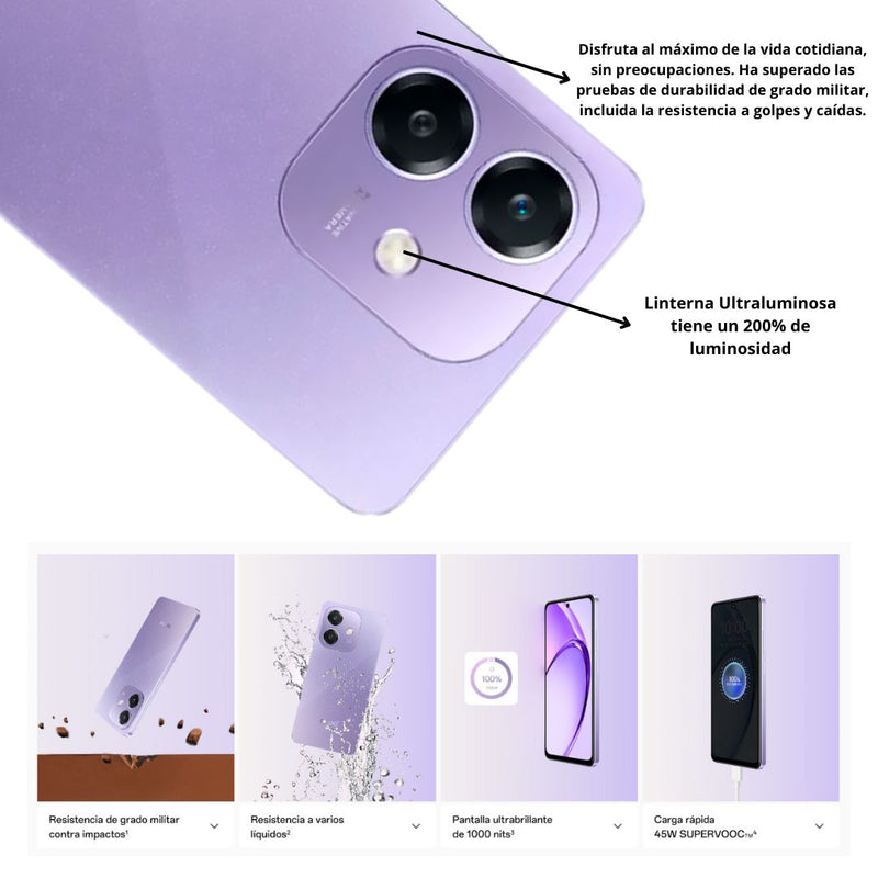 Celular Oppo A40 4G 256GB/4GB RAM Lila