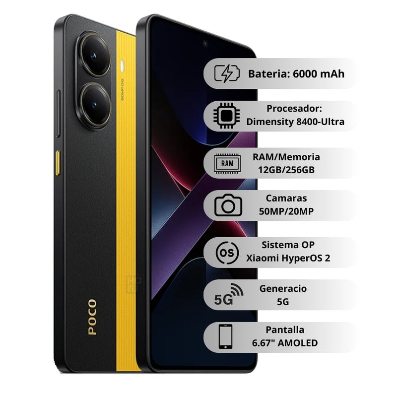 Celular Xiaomi POCO X7 Pro 5G 256GB/12GB - Amarillo