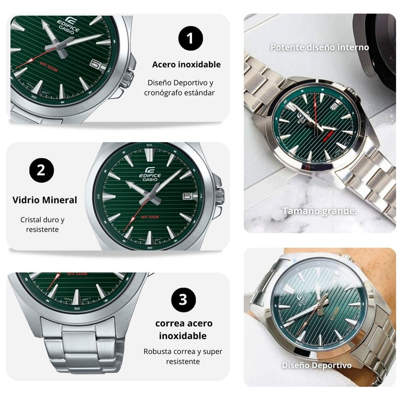 Reloj Casio EDIFICE EFV-140D-3A Diseño Deportivo