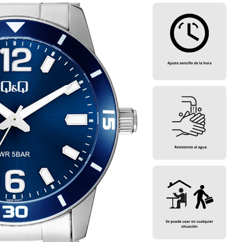 Reloj Q&Q Modelo Q85B-004PY Diseño Elegante