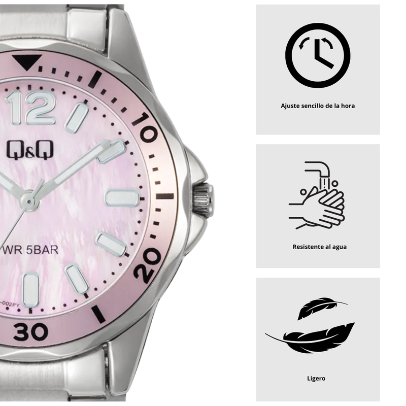 Reloj Q&Q Modelo Q88B-001PY Diseño Elegante