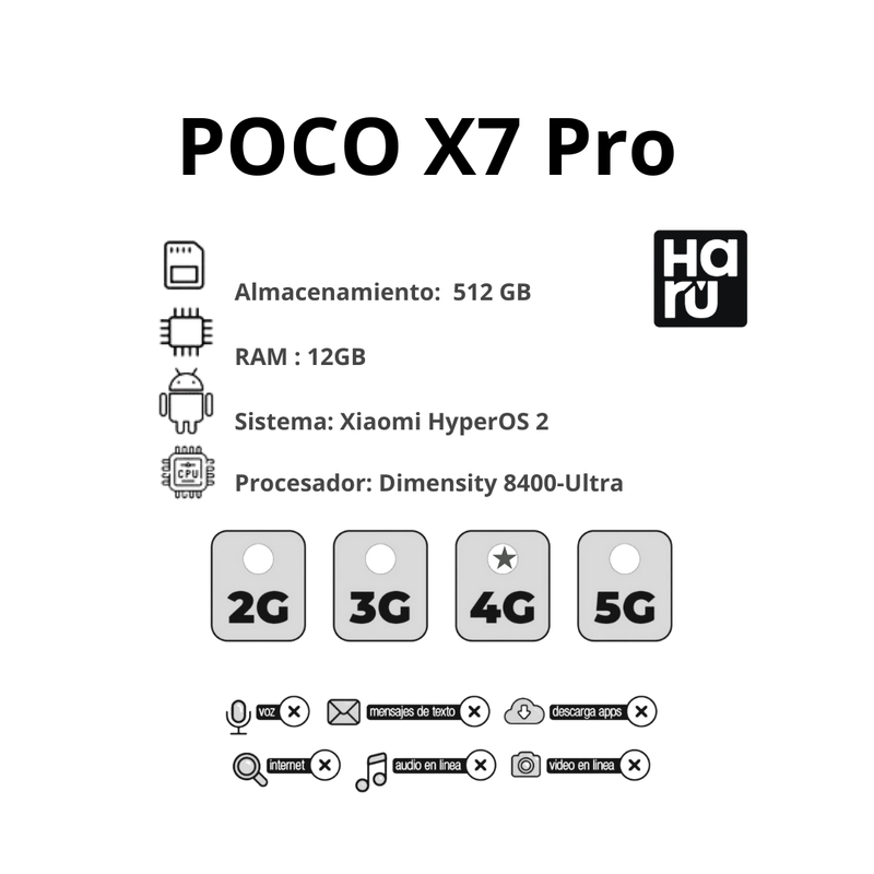 Celular Xiaomi POCO X7 Pro 12GB Ram 512GB - Negro