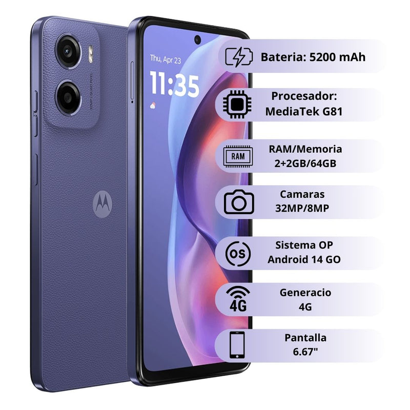 Celular MOTOROLA E15 64GB/2+2GB - Morado