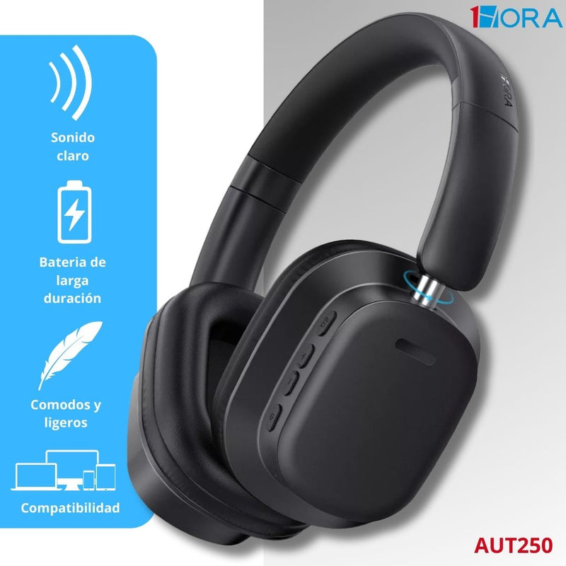 Audifonos Inalambricos Diadema AUT250 1hora - Negros