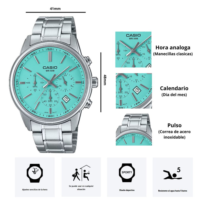 Reloj Casio Modelo MTP-E515D-2A2 Diseño Elegante