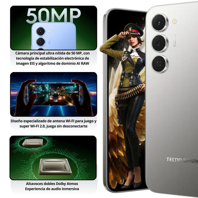 Celular Tecno Spark 40 Pro 256GB/8GB - Titanium