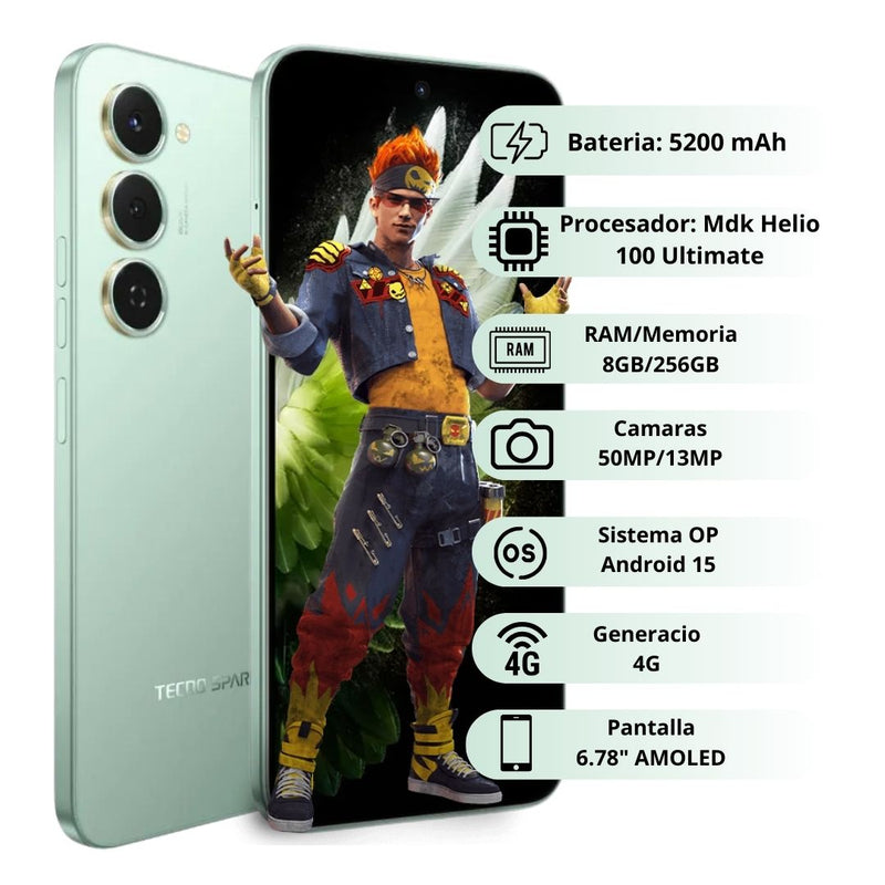 Celular Tecno Spark 40 Pro 256GB/8GB - Verde