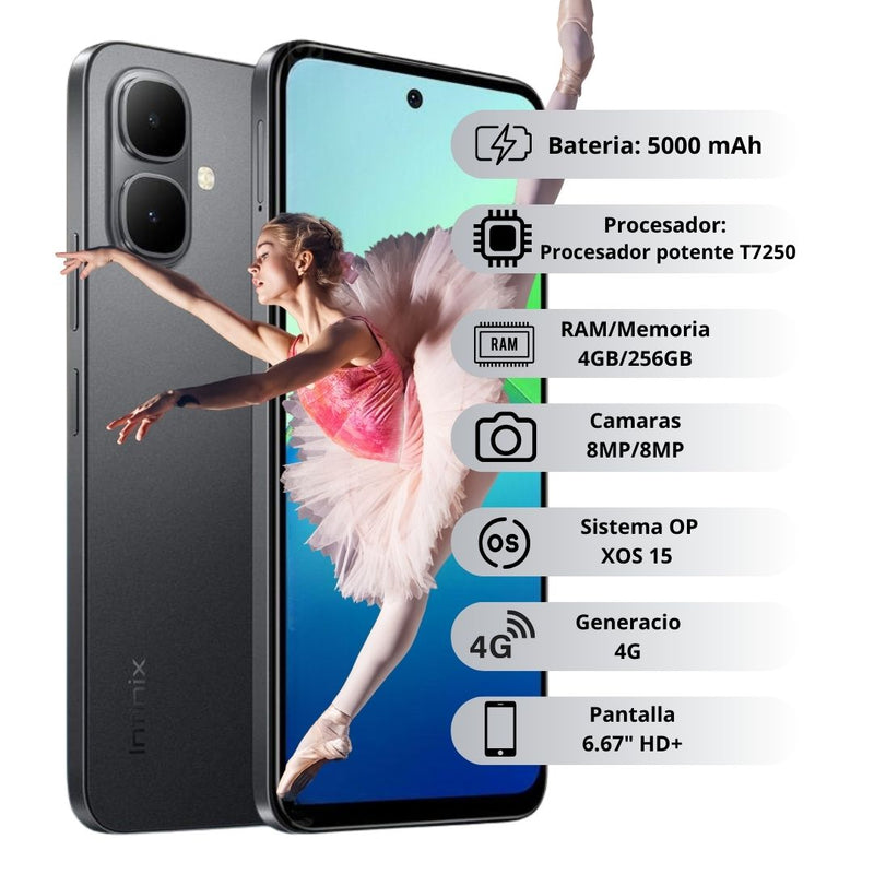 Celular INFINIX Smart 10 256GB/4GB RAM - Negro
