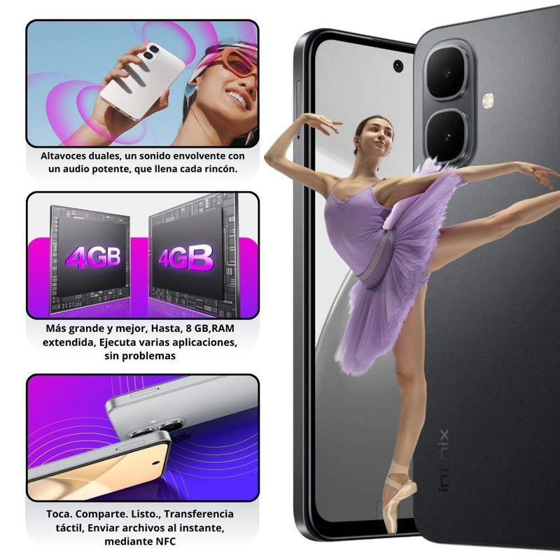 Celular INFINIX Smart 10 256GB/4GB RAM - Negro