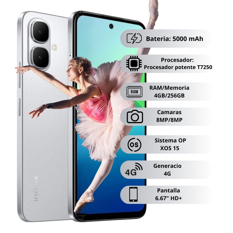 Celular INFINIX Smart 10 256GB/4GB RAM - Plateado