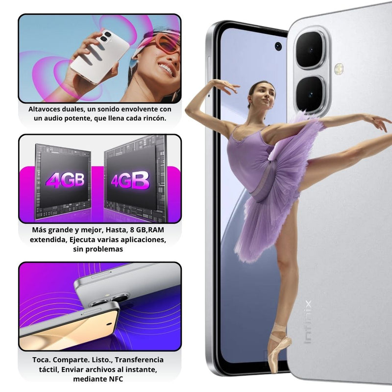 Celular INFINIX Smart 10 256GB/4GB RAM - Plateado