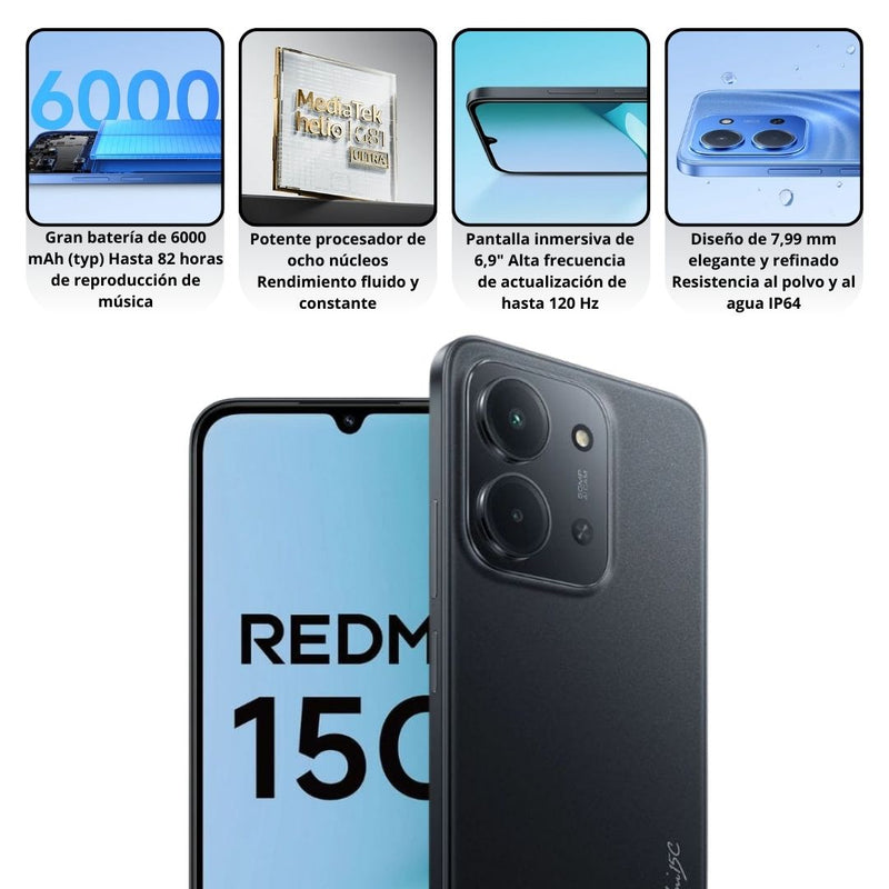 Celular Xiaomi Redmi 15C 4G 128GB/4GB RAM - Negro