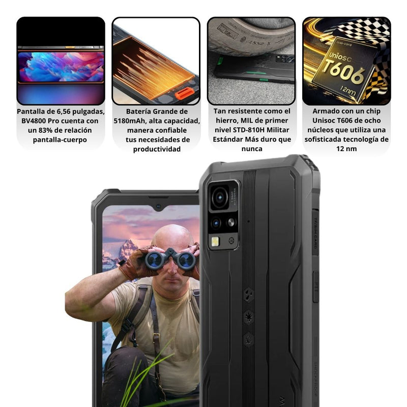 Celular BlackView BV4800 Pro 4G 128GB/12GB - Negro