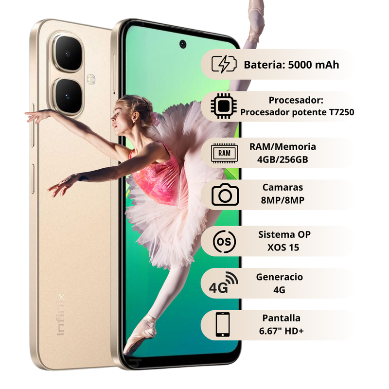 Celular INFINIX Smart 10 256GB/4GB RAM - Dorado