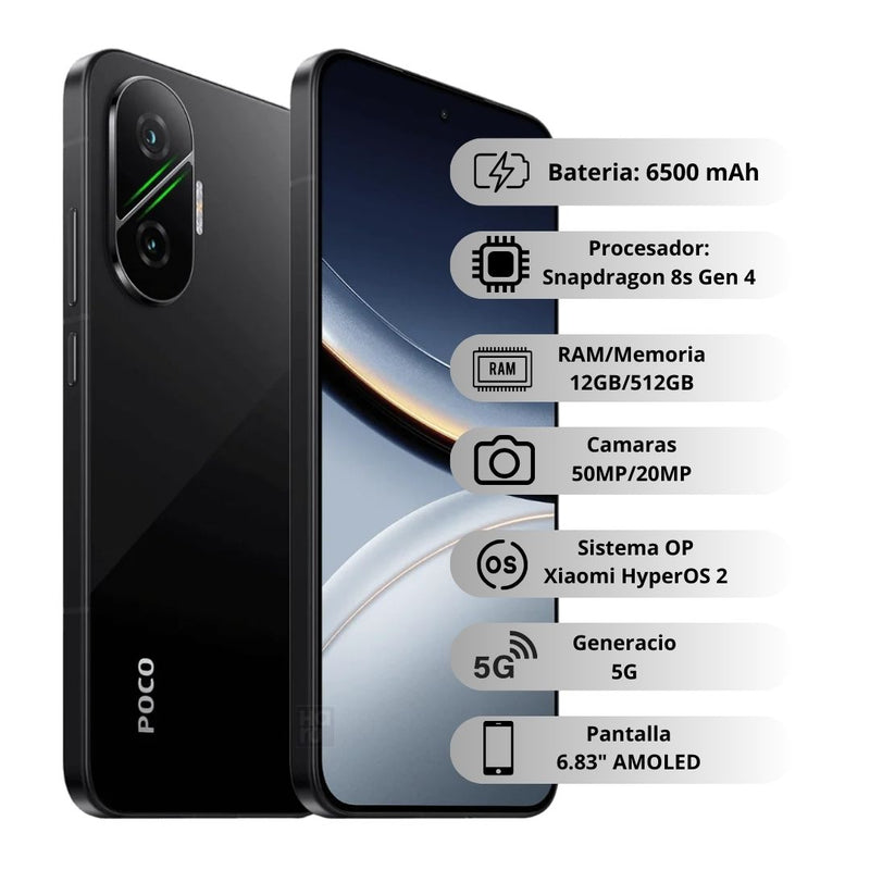 Celular Xiaomi POCO F7 5G 512GB/12GB RAM - Negro