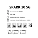 TECNO SPARK 30 5G 256GB 8GB RAM - Negro