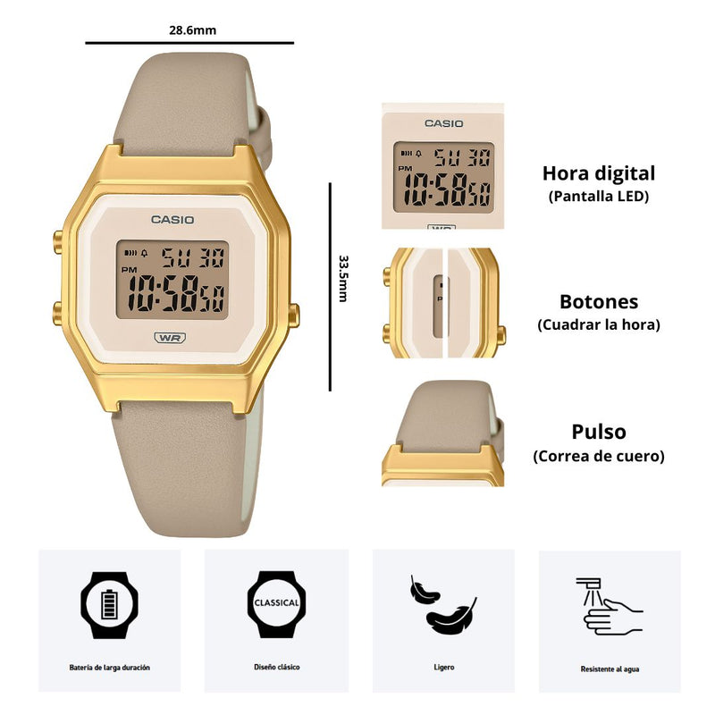 Reloj Casio Modelo LA680WEGL-5D Diseño clásico