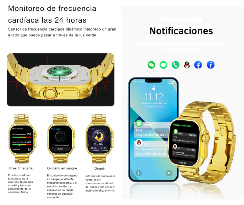 Reloj inteligente Ultra Mini Gold - Dorado