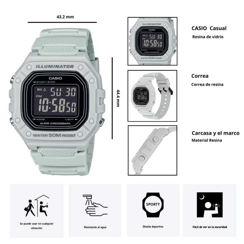 Reloj Casio W-218H-8B Diseño Deportivo
