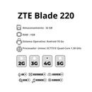 Celular ZTE Blade L220 32GB/1GB RAM - Azul