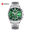 Reloj Curren 8475 plateado - verde Diseño Elegante