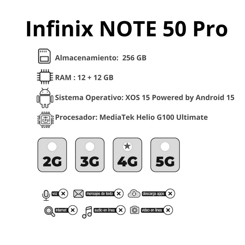Celular INFINIX Note 50 Pro 256GB/12GB RAM - Morado