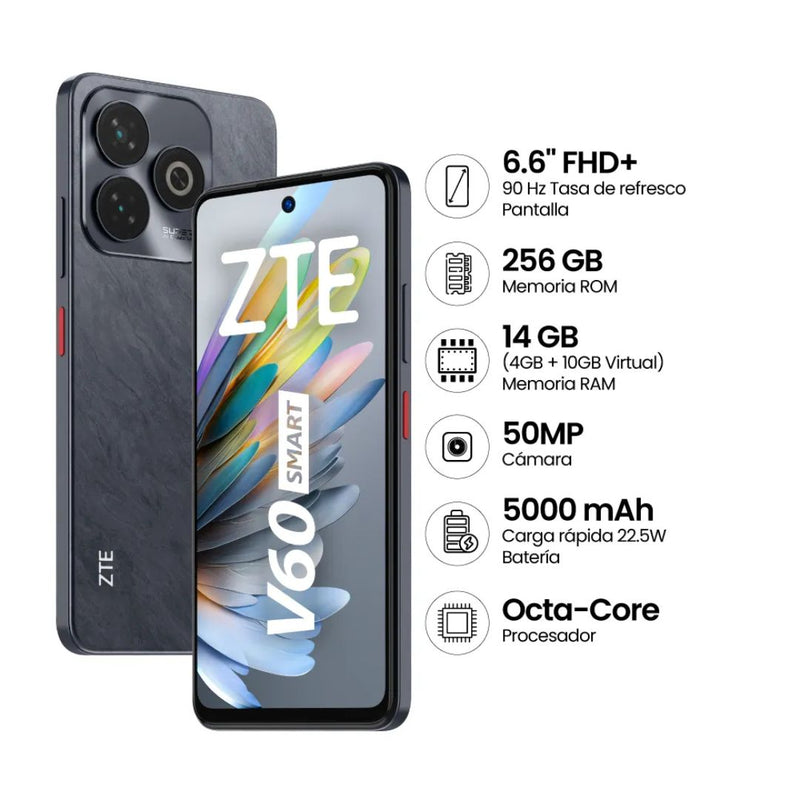 Celular ZTE V60 Smart 256GB/8GB RAM Negro