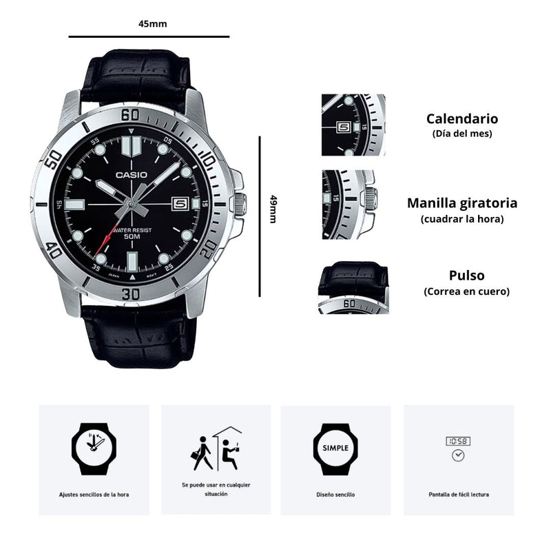 Reloj Casio Referencia MTP-VD01L-1E Diseño Casual