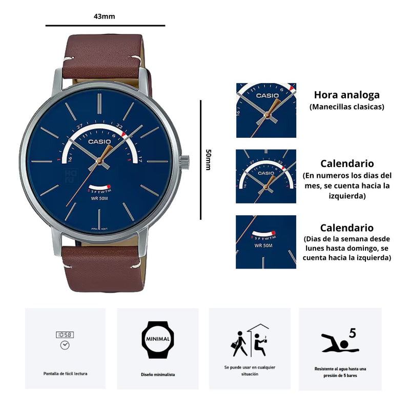 Reloj Casio Modelo MTP-B105L-2A Diseño Elegante