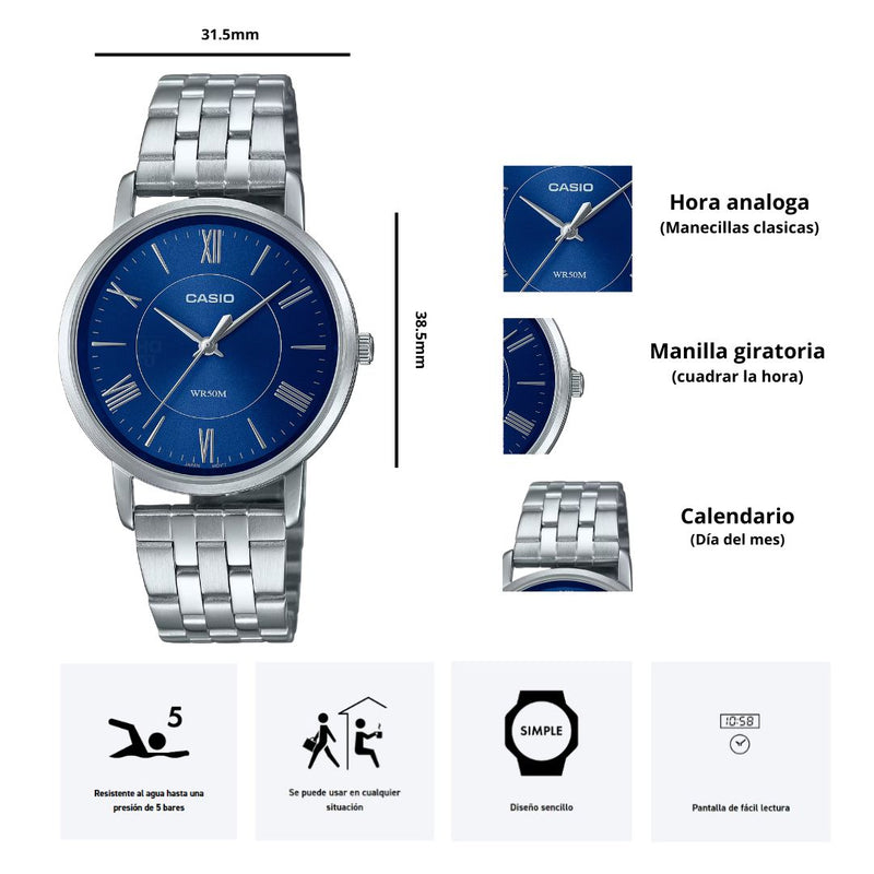 Reloj Casio Modelo LTP-B110D-2A Diseño Elegante