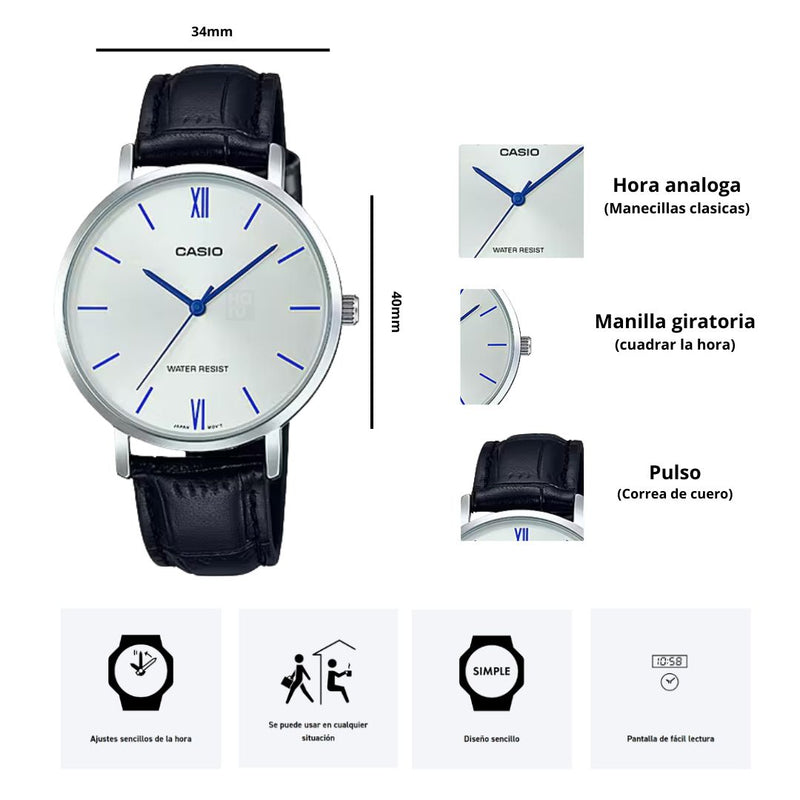 Reloj Casio Modelo LTP-VT01L-7B1 Diseño Elegante