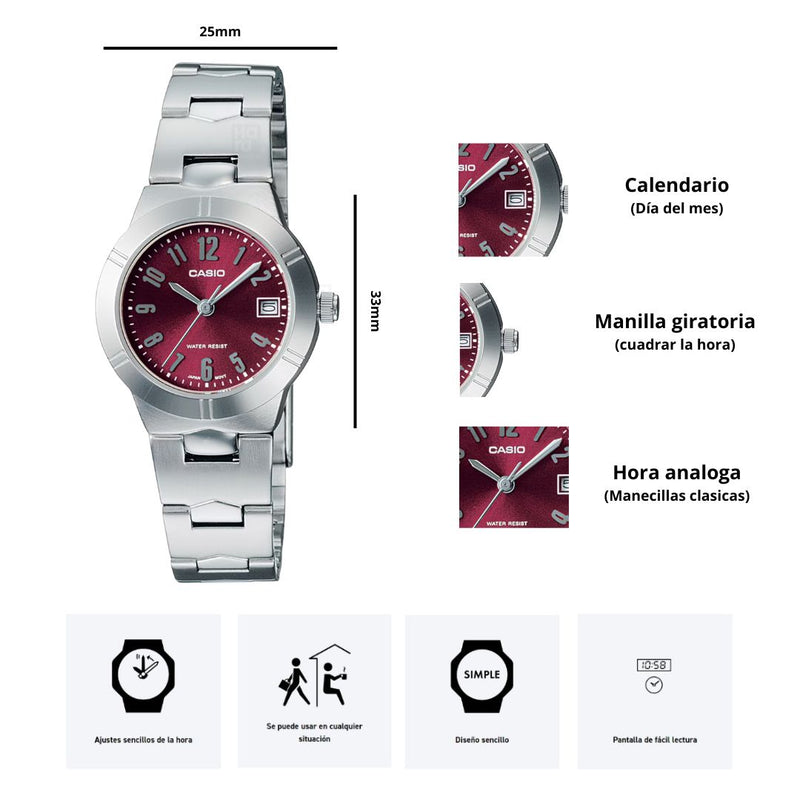 Reloj Casio Modelo LTP-1241D-4A2 Para Dama Diseño Elegante