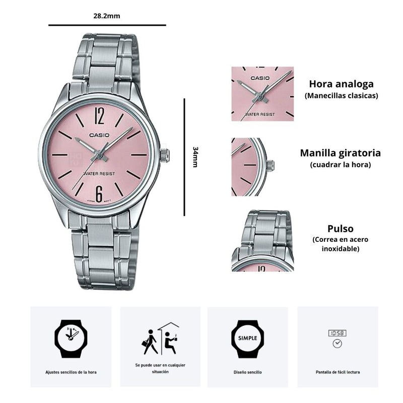 Reloj Casio Modelo LTP-V005D-4B Para Dama