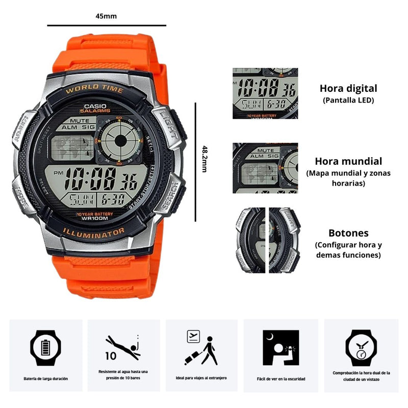 Reloj Casio Referencia AE-1000W-4B Diseño Deportivo