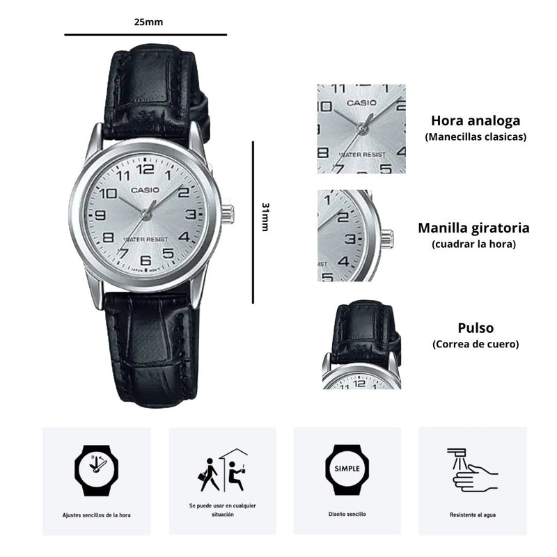 Reloj Casio Referencia LTP-V001L-7B Diseño Casual