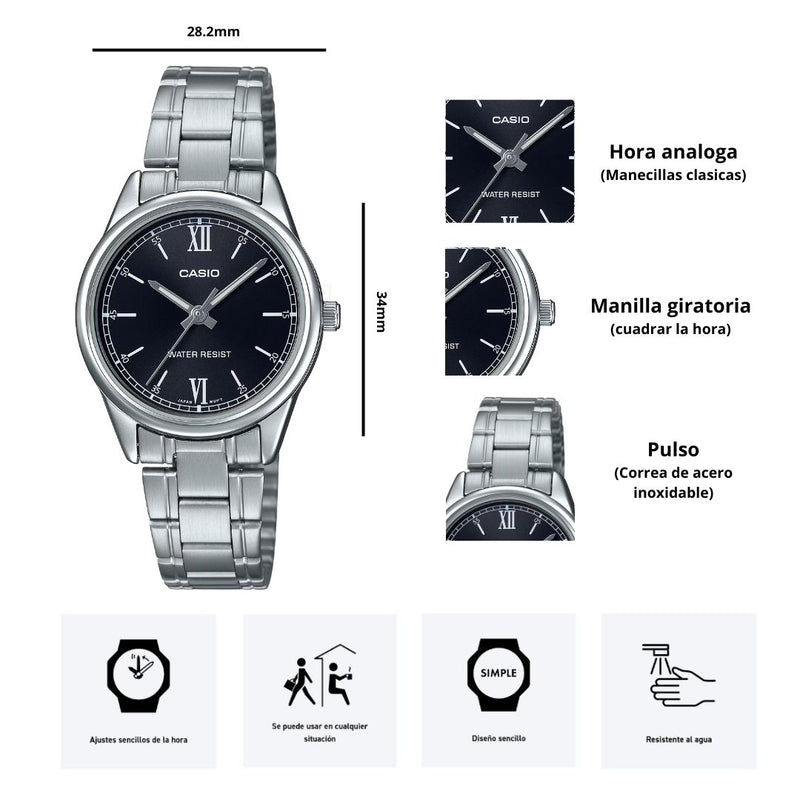 Reloj Casio Modelo LTP-V005D-1B2 Diseño Elegante