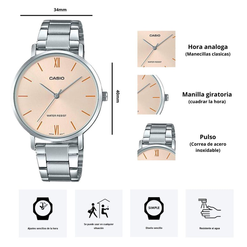 Reloj Casio Modelo LTP-VT01D-4B Diseño Elegante