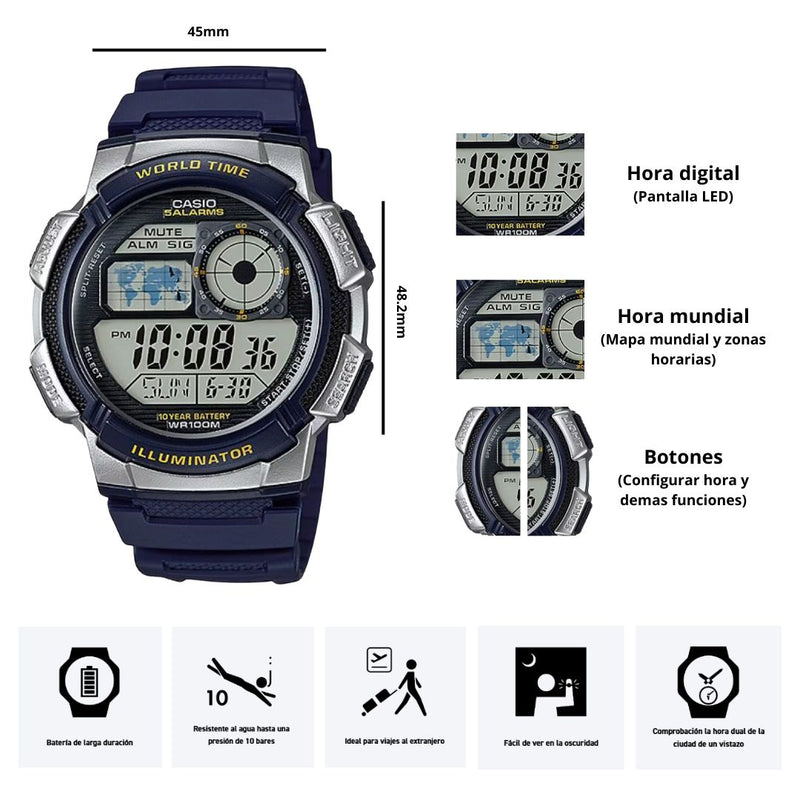 Reloj Casio Modelo AE-1000W-2A Diseño Deportivo