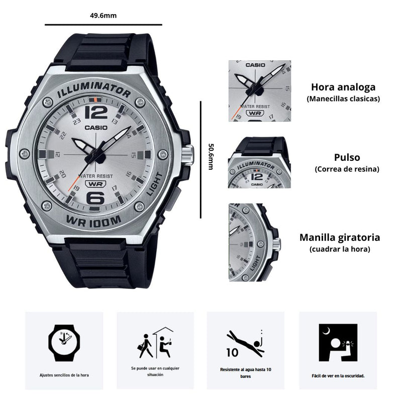 Reloj Casio Modelo MWA-100H-7A Diseño Deportivo