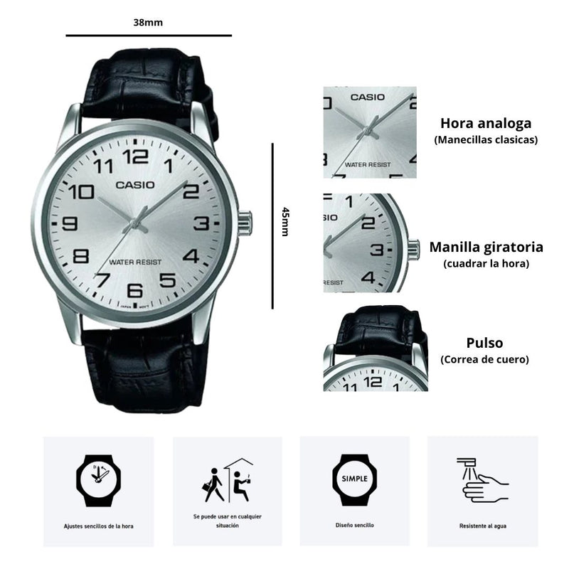 Reloj Casio Modelo MTP-V001L-7B Diseño Elegante