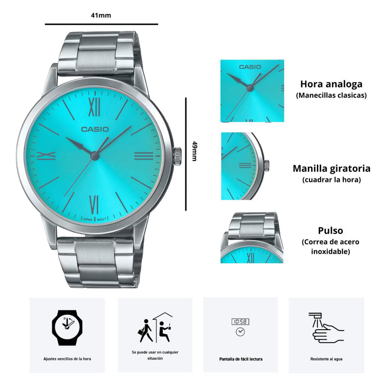 Reloj Casio Modelo MTP-E600D-2B Diseño Elegante
