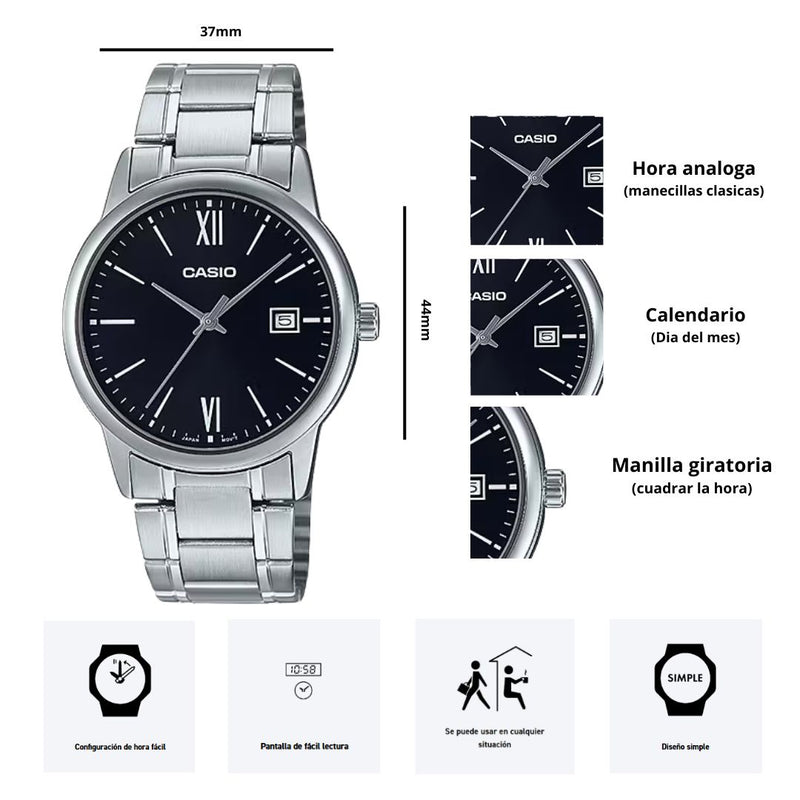 Reloj Casio Referencia MTP-V002D-1B3 Elegante