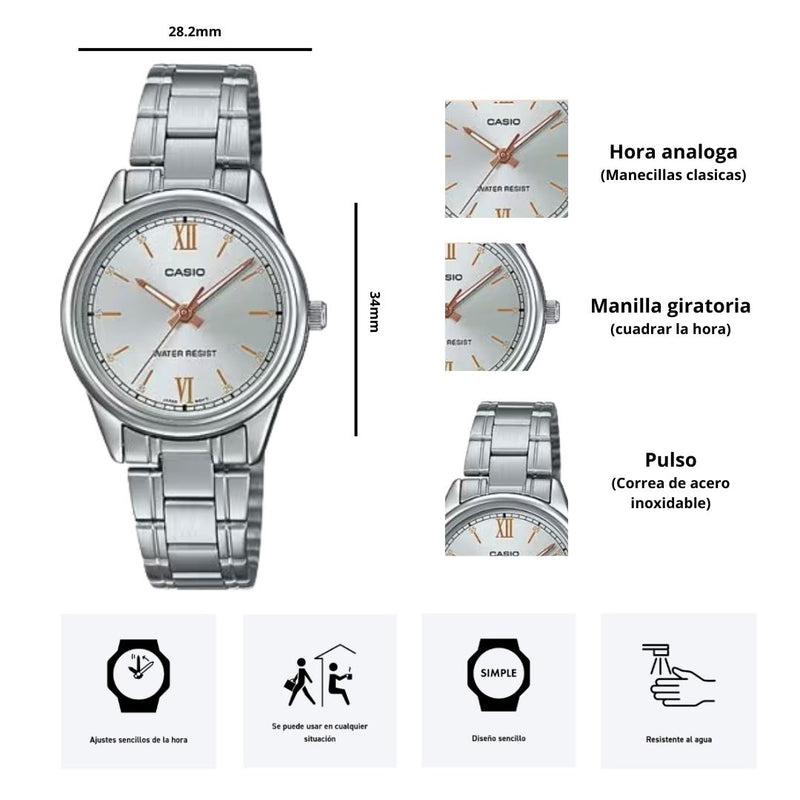 Reloj Casio Referencia LTP-V005D-7B2 Diseño Elegante